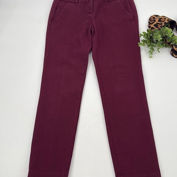 Ann Taylor Loft Marisa Skinny Cropped Stretch Pants Burgundy 0 - Picture 2 of 11